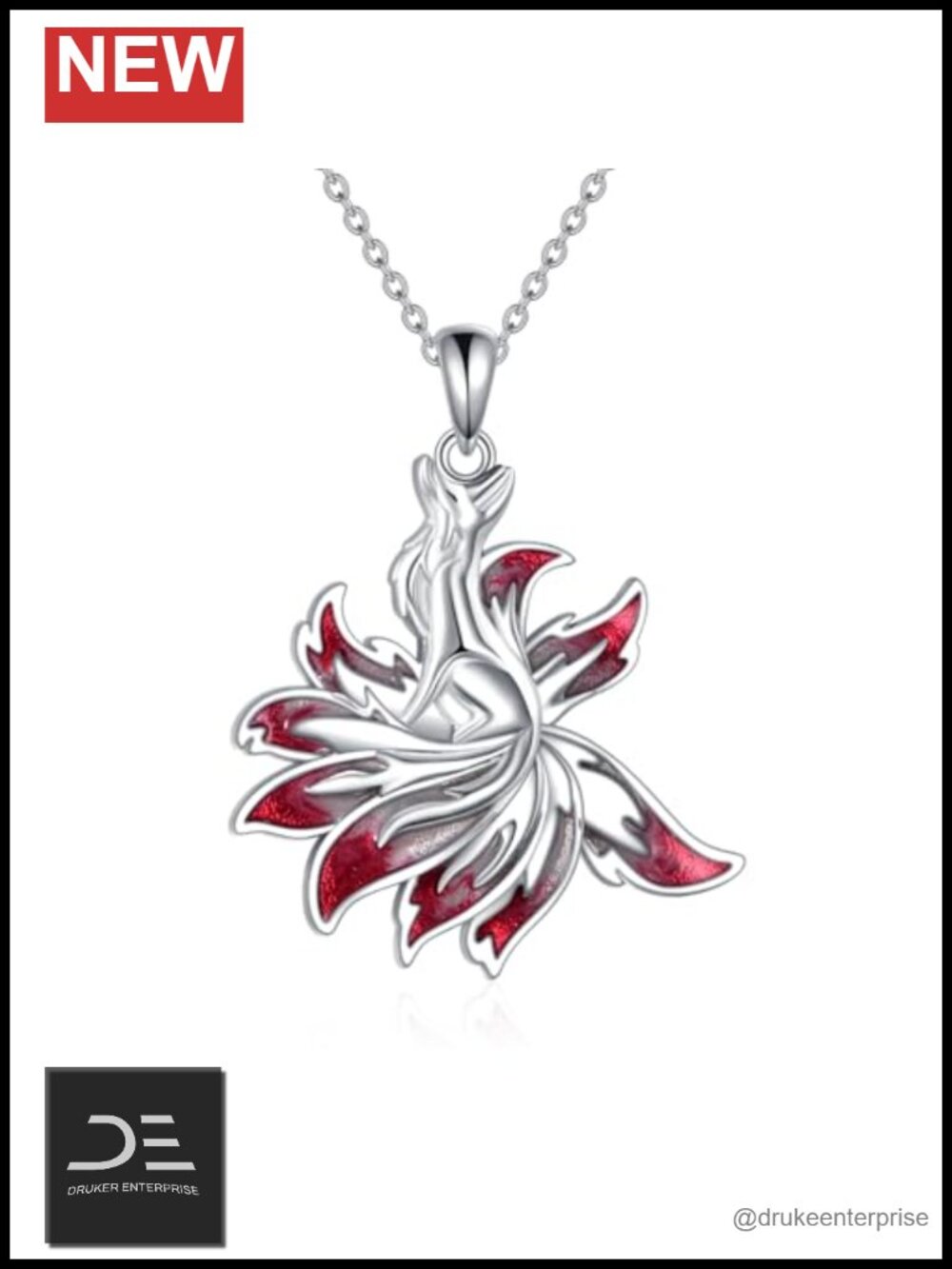 925 Sterling Silver Nine Tailed Fox Pendant Necklace - Mystical Fox Jewelry